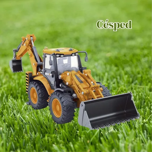 Vista 8 de Retroexcavadora, excavadora, camión, juguetes para niños, 1/50, construcción de vehículos de ingeniería de metal, tractor, colección de modelos