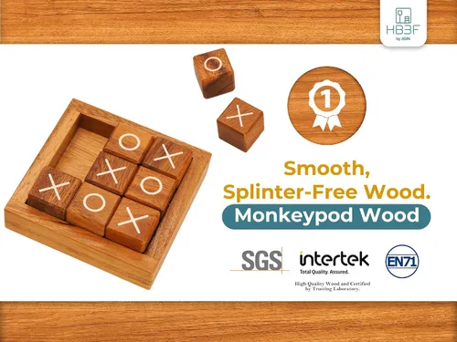 Vista 3 de BSIRI Tic Tac Toe para niños y adultos, decoración para mesa de café de sala de estar y escritorio, juegos familiares nocturnos, juegos de mesa