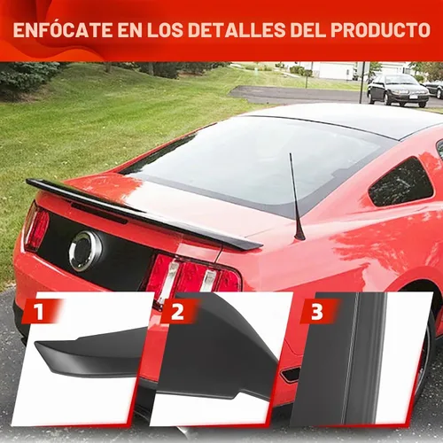 Vista 8 de ECOTRIC Alerón trasero de maletero compatible con Ford Mustang Coupé 2010-2014 estilo Shelby GT500 sin pintar negro