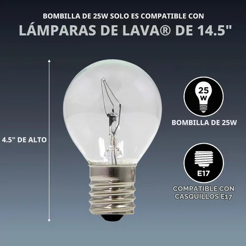 Vista 2 de Foco de recambio para lámparas de lava, 2 unidades, 5025-6, 25watts, 120 volts