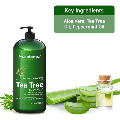 Vista 4 de New York Biology Jabón de árbol de té para hombres y mujeres - Jabón corporal hidratante ayuda a calmar la piel - Limpiador refrescante e hidratante