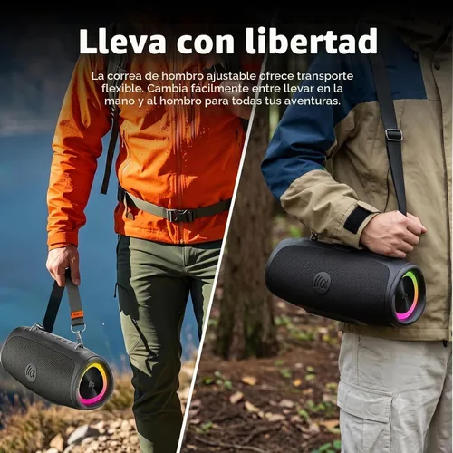 Vista 9 de TAZATA Altavoz Bluetooth inalámbrico, altavoces para exteriores Boombox con Negro