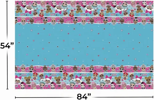 Vista 2 de LOL Surprise - Mantel rectangular de plástico multicolor – 54 x 84 pulgadas (1 unidad) Duradero y fácil de limpiar, perfecto para fiestas