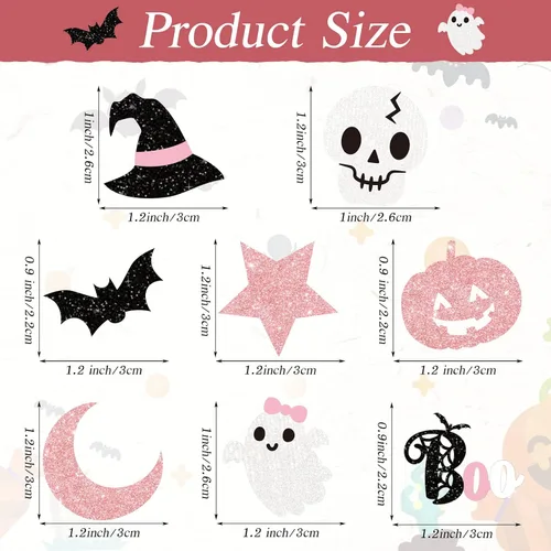 Vista 2 de Aoriher 300 piezas de confeti de Halloween para fiesta de Halloween, confeti disperso, brillantina, boo, murciélago, calabaza, fantasma, para baby
