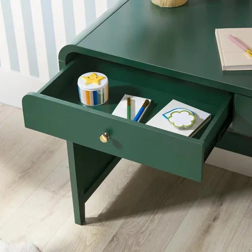 Vista 5 de Walker Edison Zoey - Escritorio moderno con diseño curvo con cajón, 45 pulgadas, color verde