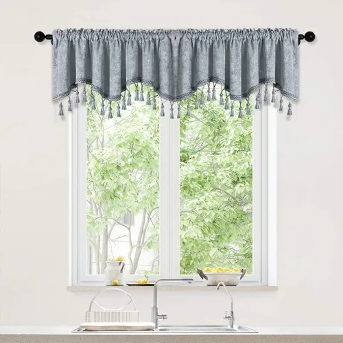Vista 37 de Cortinas de doble cara de felpilla para cortina de cocina, cenefa para sala de estar