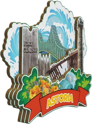 Vista 2 de Astoria Oregon USA - Imán de madera para nevera, monumentos en 3D, recuerdos coleccionables, decoración hecha a mano, 3013