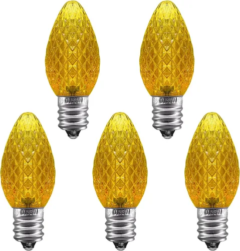 Vista 9 de Caja de 25 bombillas LED C7 de repuesto con certificación UL, 2 LED SMD en cada bombilla C7 regulable para tira de luces al aire libre, totalmente