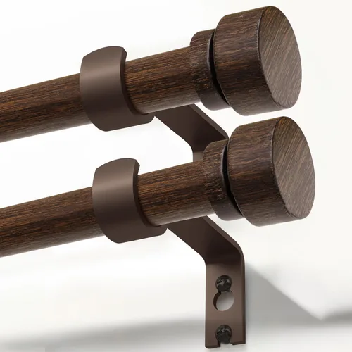 Vista 17 de Lootkell Redwood - Barras de cortina para ventanas de 28 a 48 pulgadas de diámetro, bohemio, decorativo, resistente, ajustable, con diseño de grano