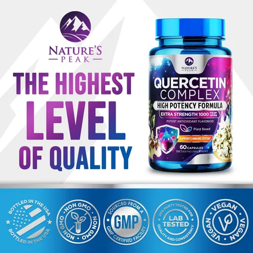 Vista 4 de Suplemento de quercetina – Antioxidante extra fuerte para apoyo inmunológico y salud respiratoria – Alta absorción – Quercetina dihidrato 1000 mg
