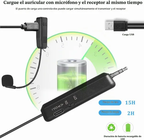 Vista 2 de Sistema de micrófono inalámbrico para 4 personas, micrófonos inalámbricos de diadema 2.4G y micrófonos de mano 2 en 1, ideal para oradores