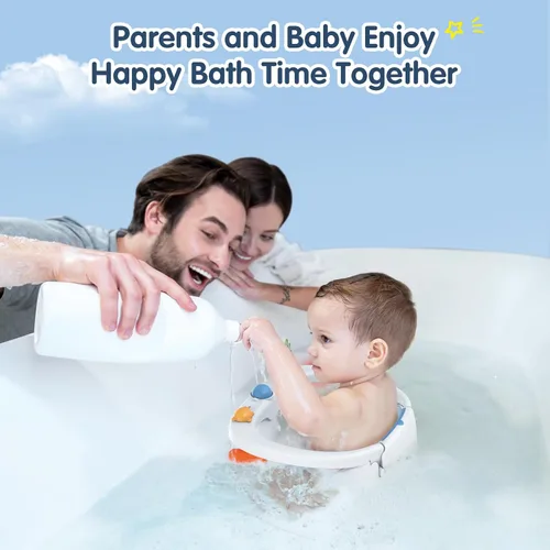 Vista 7 de Asiento de baño para bebés de 6 meses en adelante, antideslizante con ventosas, asiento de baño infantil seguro y cómodo para bañera, color azul