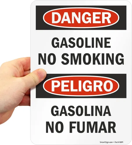 Vista 7 de SmartSign Peligro - Etiqueta adhesiva OSHA de 3 mil laminada de poliéster adhesivo laminado de 3 mil, 10 x 7 pulgadas - Peligro - Gasolina No Fumar