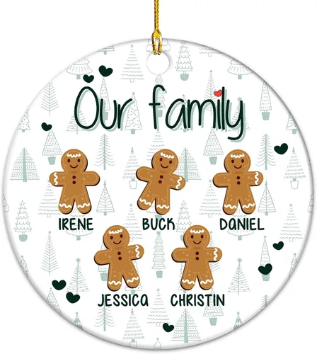 Vista 12 de Adorno de círculo de Navidad personalizado para la familia, adorno personalizado con nombre de familia para Navidad, adorno personalizado