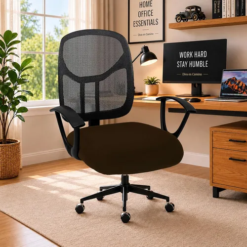 Vista 120 de Fundas elásticas resistentes al agua para sillas de computadora - Protectores lavables para respaldo giratorio y asiento para mascotas - Negro