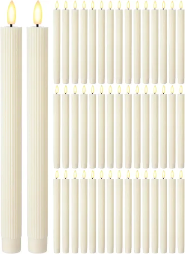 Vista 10 de Funtery 48 velas LED sin llama, marfil, 8 pulgadas, estilo compacto