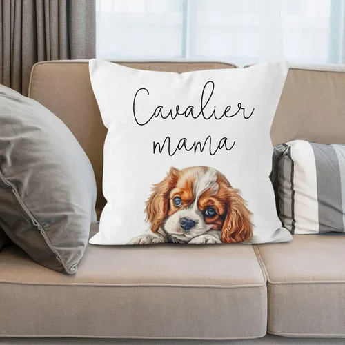 Vista 2 de Cavalier Mama - Funda de almohada de 18 x 18 pulgadas, estampado de doble cara para sofá, cama, bonita decoración de perro, regalos