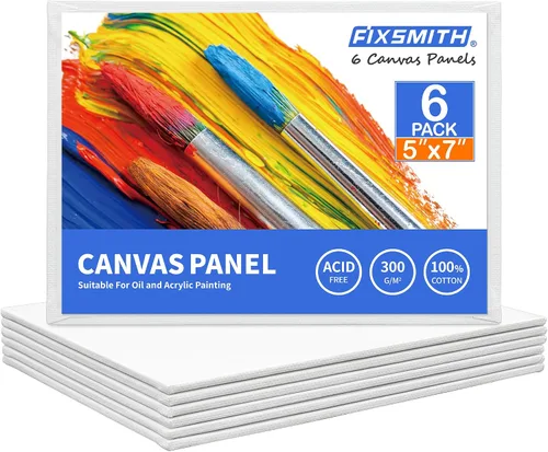 Vista 29 de FIXSMITH - Bastidores de lienzo para pintar 4x4 pulgadas, paquete súper económico de 24 mini lienzos, paneles de lienzo en blanco, 100% algodón