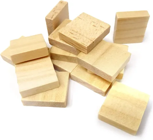 Vista 3 de Honbay 100 piezas de madera en blanco sin terminar con forma rectangular para manualidades, decoración del hogar, juegos de mesa, educación