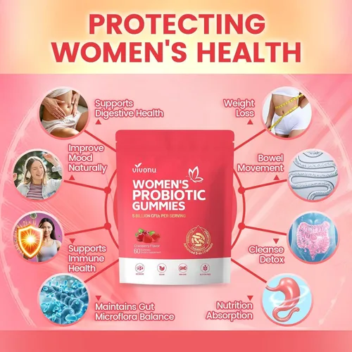 Vista 2 de VivoNu Probióticos para mujeres, gomitas probióticas para mujeres, 500 millones de UFC, fibra Gomitas de equilibrio femenino para un olor