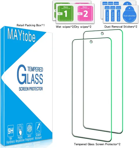Vista 6 de MAYtobe Paquete de 2 protectores de pantalla para Samsung Galaxy S21 FE 5G vidrio templado Transparente