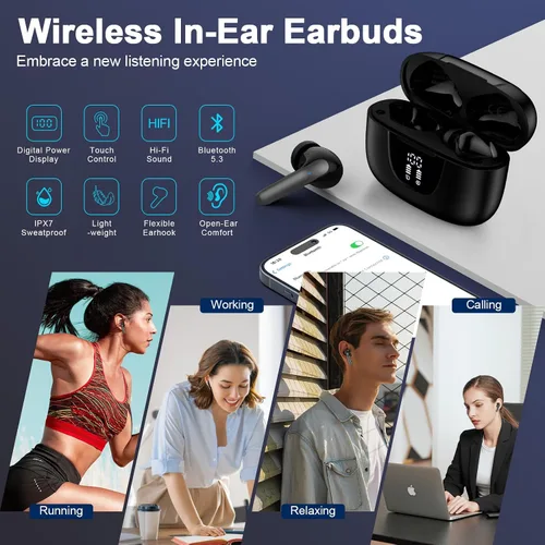 Vista 7 de Samsung - Auriculares inalámbricos Bluetooth para Samsung Galaxy A17 A16 A36 S26 S25 Ultra S24 S23 S22 Bluetooth 5.3 Auriculares con micrófono