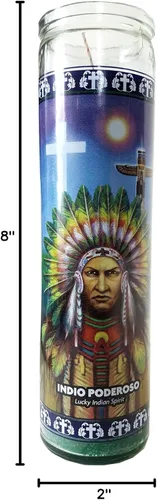 Vista 3 de Lucky Indian Spirit (Indio Poderoso) Vela Devocional Verde