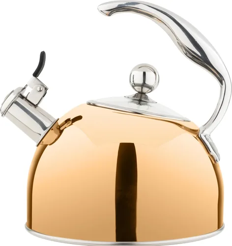 Vista 13 de Tetera de acero inoxidable Viking de 3 capas, 2.6 cuartos de galón para estufa con tapa de vidrio templado, mango ergonómico, lista para inducción