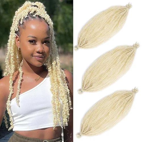 Vista 49 de Cabello de Envoltura Pre-Esponjado de 8 Pulgadas, 3 Paquetes, Cabello Afro Twist Pre-Separado Elástico para Locs, Cabello Afro Twist Negro Natural