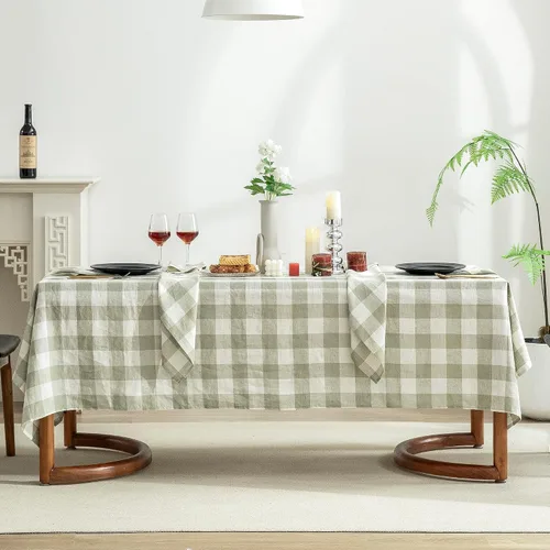 Vista 17 de EVERLY 100% Pure Linen Rectangle Tablecloths 60x84Inches for Dining,Buffet Parties,Picnic,Events,Weddings and Restaurants,Decorative Black
