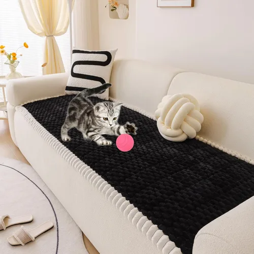 Vista 17 de HANDONTIME Funda para sofá de perro con diseño geométrico de jacquard, fundas de sofá lavables, divertidas y esponjosas, funda de cojín para sofá