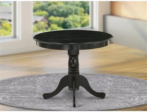 Vista 2 de East West Furniture ANT-ABK-TP Mesa de Comedor Antigua - una Mesa Redonda de Cocina con Superficie/Tablero y Base de Pedestal, 36x36 Pulgadas, Negro