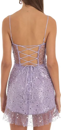 Vista 4 de XBTCLXEBCO Minivestido sexy de Seqiun brillante para mujer, vestido de malla transparente con volantes Y2K, vestido de fiesta Grunge de hadas Y2K