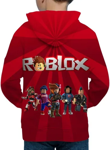 Vista 2 de Sudadera con capucha unisex con estampado 3D de dibujos animados para jóvenes, sudadera deportiva con bolsillos, Rojo