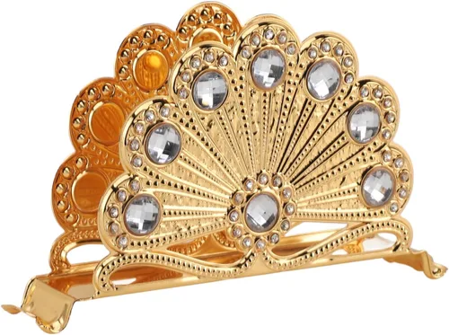 Vista 11 de Servilletero de metal dorado, dispensador de pañuelos, organizador de servilletas de mesa para cocina, restaurante, cena, fiesta, decoración de mesa