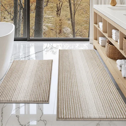 Vista 58 de BSICPRO Tapetes de baño de felpilla, 20 x 32 pulgadas, antideslizantes, absorbentes, suaves, peludos, para baño, lavables a máquina (salvia)