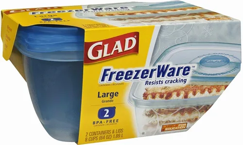 Vista 14 de Glad Gladware - Recipientes de almacenamiento de alimentos para congelar, rectángulo grande con capacidad para 64 onzas de alimentos, juego de 2