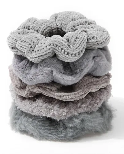 Vista 8 de 5 piezas de coleteros peludos - Coleteros elásticos para el cabello, bandas para el cabello para coleta, accesorios para el cabello para mujeres