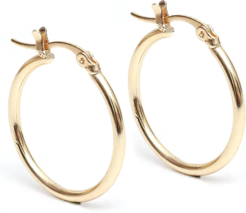Vista 32 de Gempires - Aretes ligeros y gruesos, delicados y minimalistas, hipoalergénicos, chapados en oro, sin deslustre, diseño clásico, para uso diario