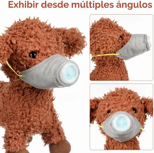 Vista 5 de Cubrebocas protector transpirable para perro, para polvo, 5 filtros, ajustable, cara de perro pequeño para contaminación al aire libre, bozal ligero
