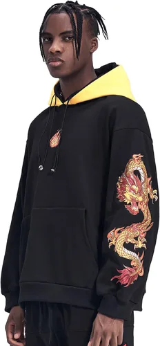 Vista 3 de MFCT Sudaderas con capucha bordadas japonesas para hombre