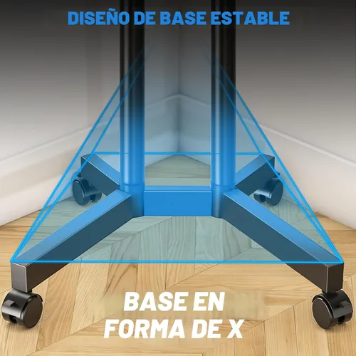Vista 9 de Rfiver Soporte de TV rodante con estante para laptop, soporte de TV móvil con ruedas mejoradas para televisores de 32 a 75 pulgadas, carrito de TV