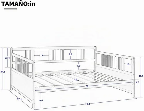 Vista 2 de Harper & Bright Designs - Estructura de cama de madera Blanco con cajones de almacenamiento