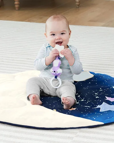 Vista 4 de Skip Hop Alfombrilla para el tiempo de barriga, 3 en 1, para actividades para bebés, edad 0-2 años, sueños celestiales, gris