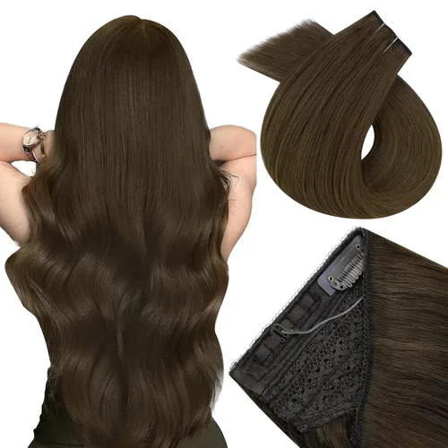 Vista 87 de Easyouth Extensión de cabello humano rubio con cola de caballo, extensiones de cabello humano rubio dorado con reflejos rubios, extensiones