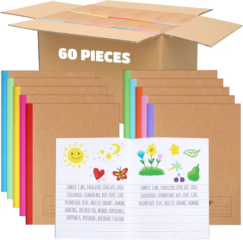 Vista 8 de Henoyso Paquete de 5 cuadernos de composición primaria, 9-3/4 x 7-1/2 pulgadas, diario primario para niños, cuaderno de escritura K-2 para niños