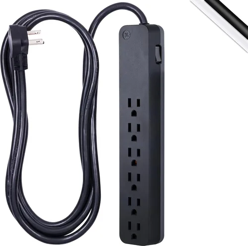 Vista 14 de GE Pro 37052 Protector SurGE de 6 tomas, cable de extensión de 8 pies, 1560 julios, enchufe plano, disyuntor integrado, montaje en pared