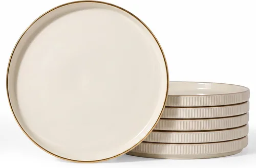 Vista 41 de famiware Star Platos de Ensalada para 6, Juego de Platos de 8 Pulgadas, Vajilla de Gres, Platos Pequeños para Postre, Ensalada, Aperitivo, Blanco