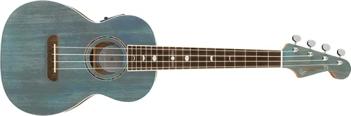 Vista 2 de Fender Dhani Harrison Ukelele Tenor, azul zafiro, con bolsa para conciertos