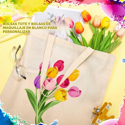 Vista 6 de 30 bolsas de lona en blanco a granel con hoja de PTFE, algodón natural